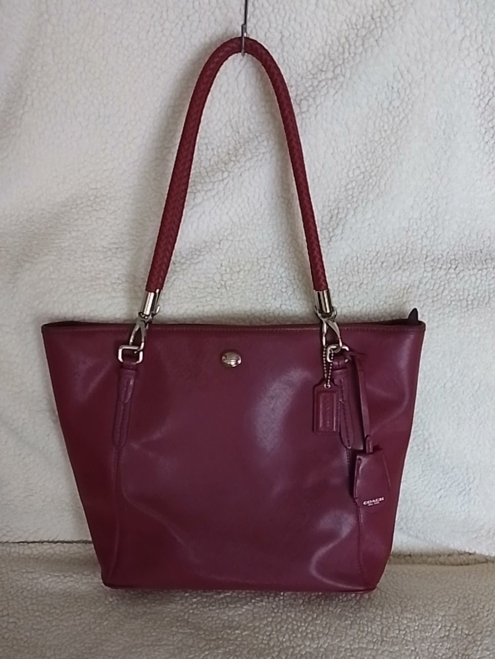 ✨ Coach Peyton Saffiano Leather Zip Top Tote Bag - Burgundy Merlot ✨
